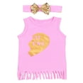thumbnail image 1 of StylesILove Kids Girl Best Friend Twins Sleeveless Tassel T-shirt Dress With Bow Headband (110/2-3 Years, Pink Right Heart), 1 of 4