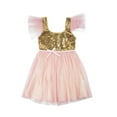 thumbnail image 1 of StylesILove Kids Gold Sequin Tulle Flower Girl Dress, 4 Colors (5-6 Years, Pink), 1 of 3