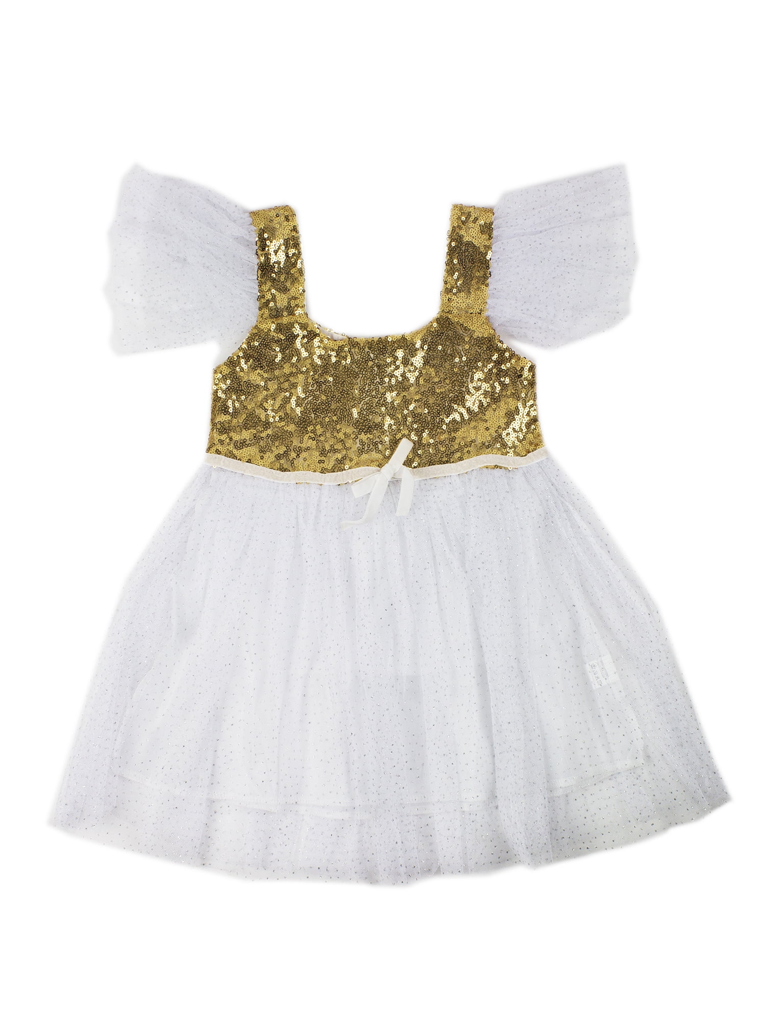 StylesILove Kids Gold Sequin Tulle Flower Girl Dress, 4 Colors (6-7 Years,  White) - Walmart.com
