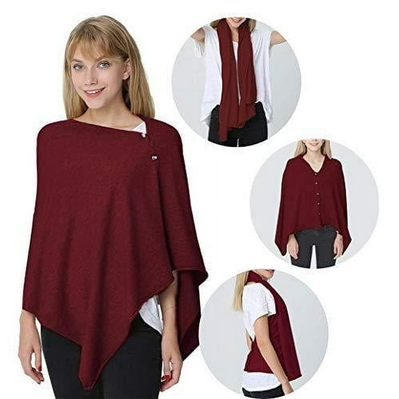 StylesILove Multi-Use Knit Nursing Shawl Poncho Adjustable Buttons for Breastfeeding Protection Nursing Cover Multi-Way Scarf