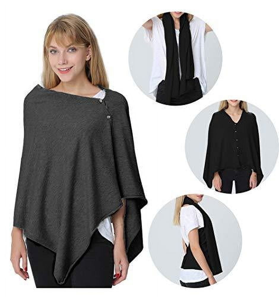 StylesILove Multi-Use Knit Nursing Shawl Poncho Adjustable Buttons for Breastfeeding Protection Nursing Cover Multi-Way Scarf