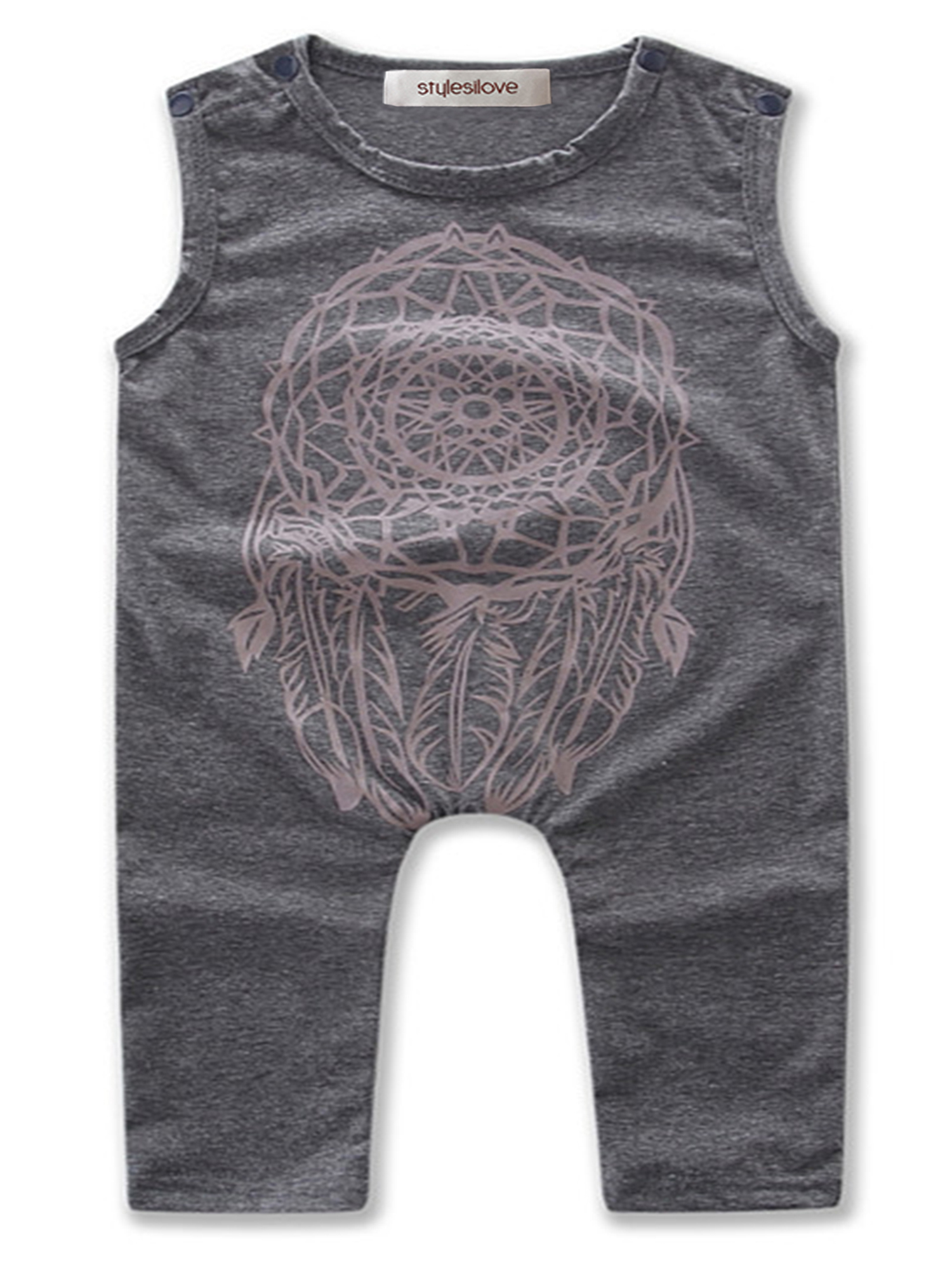 RTS Baby Boys One Piece Slouch Denim Look Cotton Jumpsuits Sloth Bodysuits Front