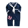 thumbnail image 1 of StylesILove Newborn Infant Toddler Baby Boy Sailor Anchor Cosplay Romper Jumpsuit Holiday Festival Onesie Outfit (70/3-6 Months, Navy Blue), 1 of 2