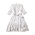 thumbnail image 1 of StylesILove Princess 3/4 Sleeve Midi Length Floral Lace A-line Wedding Dress Flower Girl Clothes White 100/2-3 Years, 1 of 2
