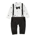 thumbnail image 1 of StylesILove Sailor Boat Print Faux Suspender Formal Wear Baby Boy Romper (12-18 Months, Black), 1 of 5
