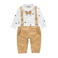 thumbnail image 1 of StylesILove Sailor Boat Print Faux Suspender Formal Wear Baby Boy Romper (6-12 Months, Khaki), 1 of 1