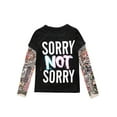 thumbnail image 1 of StylesILove Super Cool Unisex Kid Cotton T-shirt withk Mesh Tattoo Sleeve (130/6, Sorry Not Sorry), 1 of 2