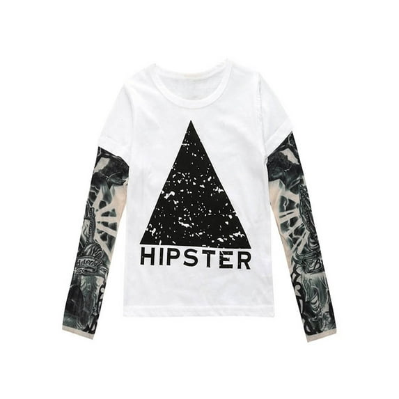 StylesILove Super Cool Unisex Kid Cotton T-shirt withk Mesh Tattoo Sleeve (80/1T, Hipster)