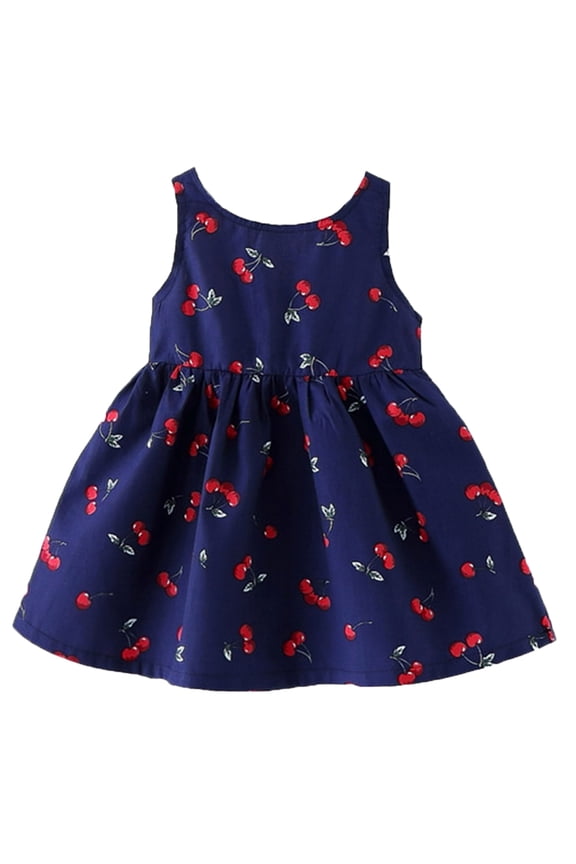 Sweet Princess Cherry Print Sleeveless A-line Dress
