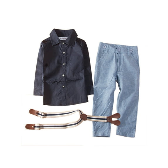 StylesILove T-shirt, Suspender Straps and Pants 3-pc Boy Set (5-6 Years)