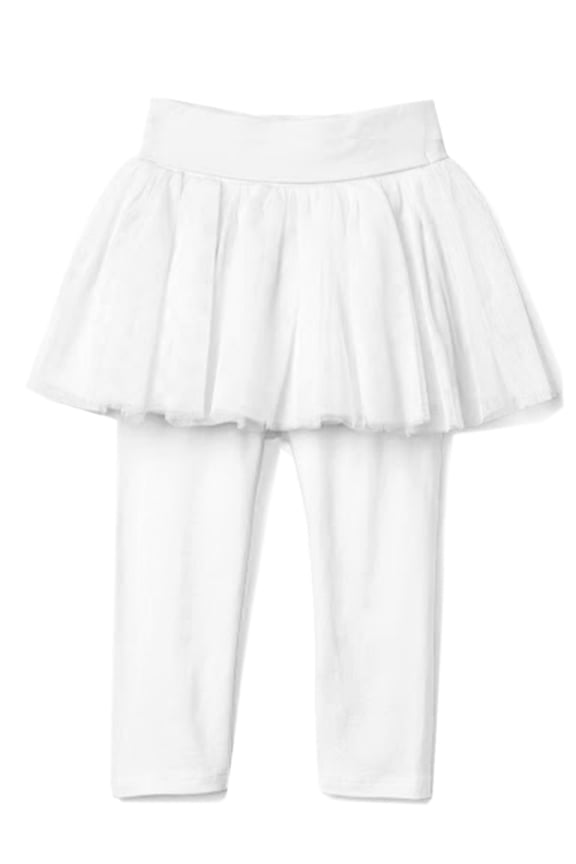 Toddler Girl Soft Tutu Cotton Legging Pants (100/4T, White)