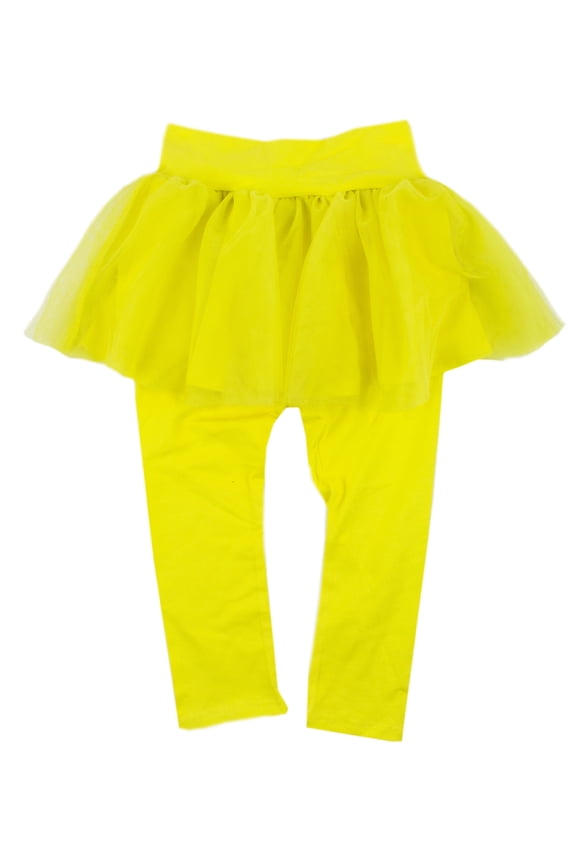 Toddler Girl Soft Tutu Cotton Legging Pants (90/3T, Yellow)