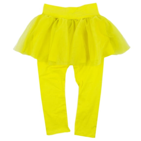 StylesILove Toddler Girl Soft Tutu Cotton Legging Pants (90/3T, Yellow)