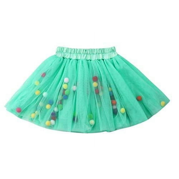 StylesILove Toddler Girls Multicolored Pom Poms Triple Layered Tutu Skirt