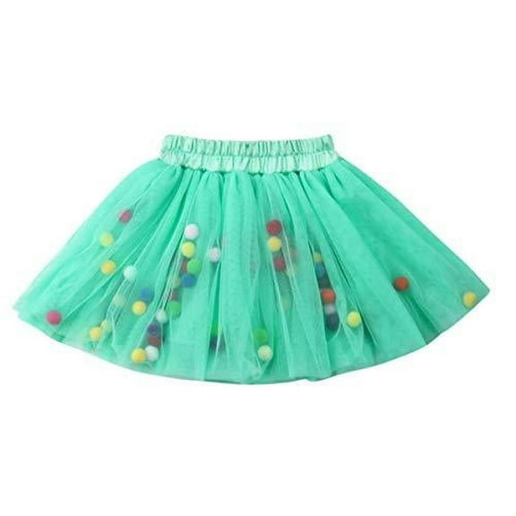 StylesILove Toddler Girls Multicolored Pom Poms Triple Layered Tutu Skirt