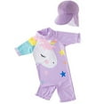 thumbnail image 1 of StylesILove Toddler Girls Purple Unicorn Rash Guard Swimsuit & Sun Hat 2pcs, 5T, 1 of 6
