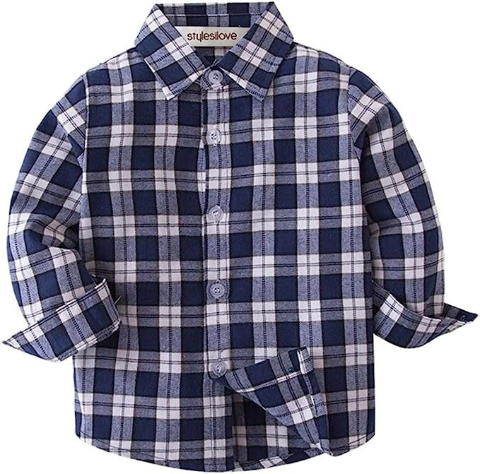 StylesILove Toddler Little Boy Long Sleeve Cotton Button Down Shirt