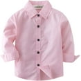 thumbnail image 1 of StylesILove Toddler Little Boy Long Sleeve Cotton Button Down Shirt (Pink, 80/1-2 Years), 1 of 6