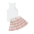 thumbnail image 1 of StylesILove Toddler Little Girls Solid Ribbed Tank Top & Plaid Mini Pleated Skirt 2pcs Set Summer Casual Princess Dress Outfit (Pink, 4-5 Years), 1 of 7