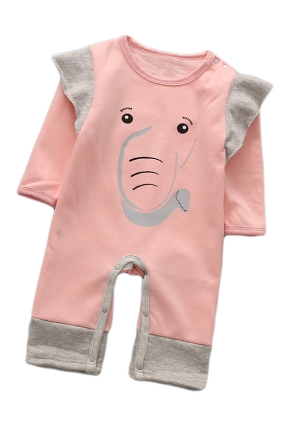 Unisex Baby Lovely Elephant Winter Long Sleeve Fleece Romper Outfit (80/6-12 Months, Pink)