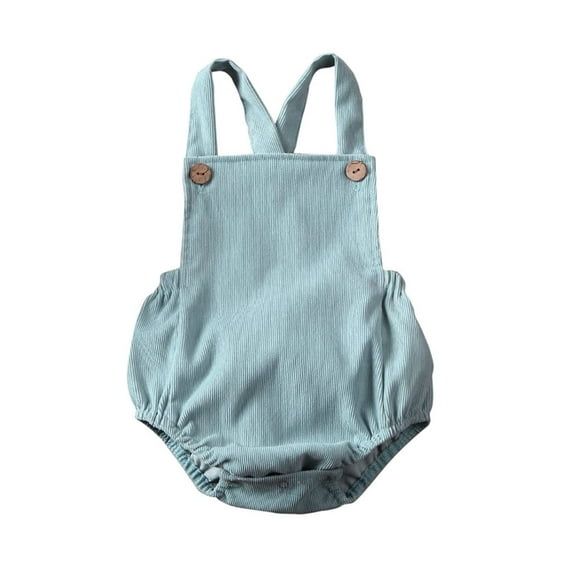 StylesILove Unisex Infant Baby Solid Corduroy Sleeveless Romper Toddler Boys Girls Backless Adjustable Jumpsuit Outfit (Blue, 0-3 Months)