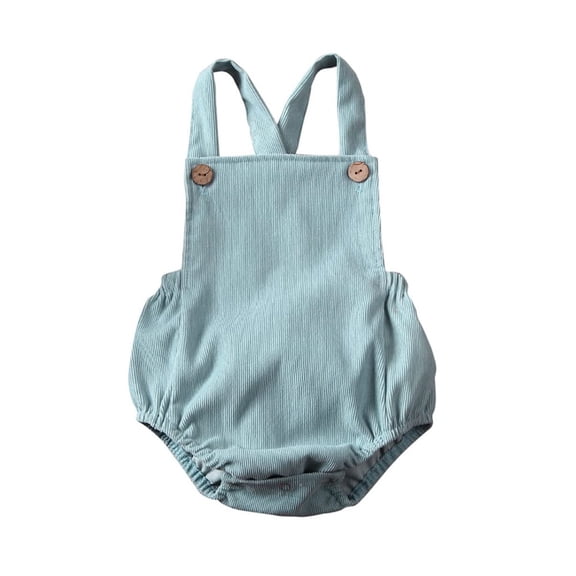 StylesILove Unisex Infant Baby Solid Corduroy Sleeveless Romper Toddler Boys Girls Backless Adjustable Jumpsuit Outfit (Blue, 18-24 Months)