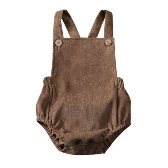 StylesILove Unisex Infant Baby Solid Corduroy Sleeveless Romper Toddler Boys Girls Backless Adjustable Jumpsuit Outfit (Brown, 18-24 Months)