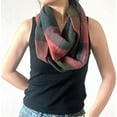 thumbnail image 1 of StylesILove Winter Plaid Infinity Scarf with Hidden Zipper Pocket Fashion Travel Scarf for Women and Men (Green + Pink), 1 of 7