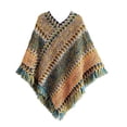thumbnail image 1 of StylesILove Women Autumn Winter Knitted Tassel Irregular Pullover Poncho Sweater Soft Wrap Cape Lightweight Shawl (Green), 1 of 3