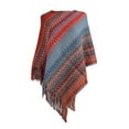 thumbnail image 1 of StylesILove Women Autumn Winter Knitted Zig-Zag Pullover Fringe Poncho Sweater Soft Wrap Cape Lightweight Shawl (Red), 1 of 6