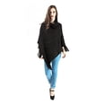 thumbnail image 1 of StylesILove Women Autumn Winter Solid Knitted Loose Turtleneck Pullover Fringe Poncho Sweater Soft Wrap Cape Lightweight Shawl (Black), 1 of 2