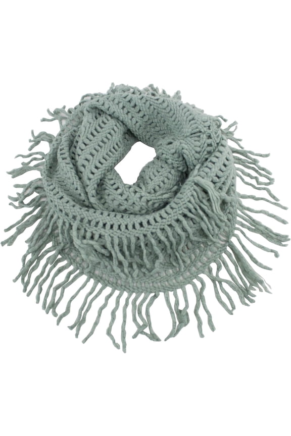 Women Cozy Knit Tassel Infinity Loop Scarf - 5 Colors