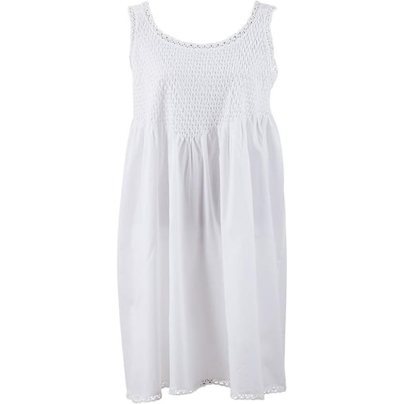 StylesILove Women Embroidered Cotton Nightgown Night Dress Sleepwear (Smock Tatting, 12/X-Large)