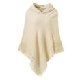 thumbnail image 1 of StylesILove Women Knitted Hooded Poncho Crochet Pattern Pullover Cardigan Soft Wrap (Beige), 1 of 4