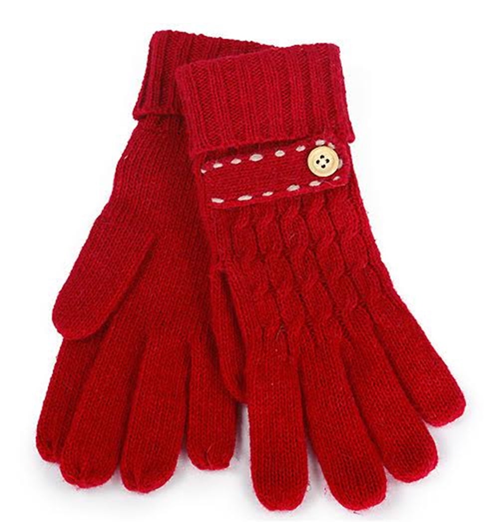StylesILove Women Knitted Winte Wool Blend Hand Warmer Gloves (Button