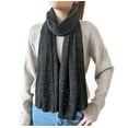 thumbnail image 1 of StylesILove Women Shimmering Jacquard Floral Scarf Silver Thread Flower Scarves Ultra Lightweight Soft Shawl Neck Wraps (Black), 1 of 6