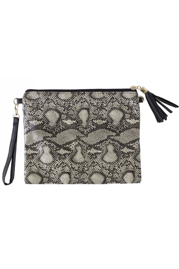 Women Stylish Crossbody Clutch Pouch Cosmetic Bag Card Holder Multi-use Bag with Adjustable Shoulder Strap and Wrist Strap (Python Print)