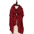 thumbnail image 1 of StylesILove Women Stylish Double Side Buffalo Check Oversized Scarf Large Shawl with Fringe Edges (Red), 1 of 3