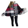 thumbnail image 1 of StylesILove Women Ultra Soft Plaid Poncho with Coconut Buttons Sweater Pullover Cardigan Warm Wrap Topper, 1 of 7