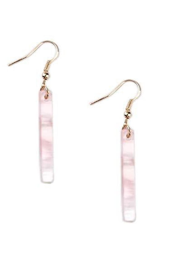 Women Vertical Bar Tortoise Shell Marble Earrings Lightweight Dangle Earrings (Pink)