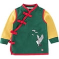 thumbnail image 1 of StylesILove Young Kids Baby Boys Traditional Chinese Inspired Long Sleeved Top Sweatshirt (100/2-3y, Stork Green), 1 of 3