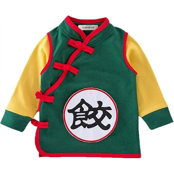 StylesILove Young Kids Baby Boys Traditional Chinese Inspired Long Sleeved Top Sweatshirt (110/3-4y, Dumpling Green)