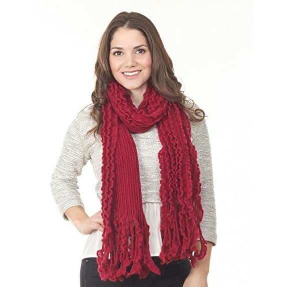 StylesIlove Elegant Cascading Ruffled Womens Scarf (Cranberry)