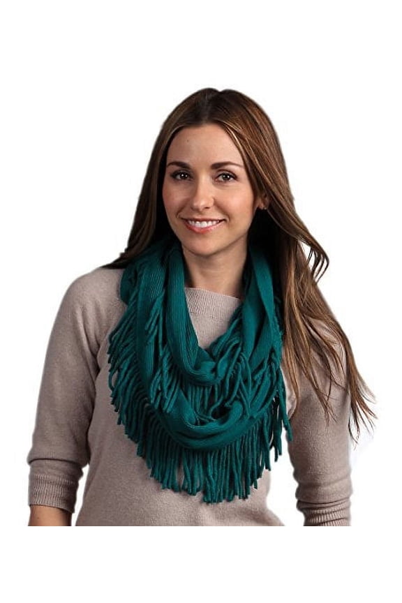 Fashion Infinity Fringe Womens Scarf (Turquoise)