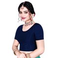 thumbnail image 1 of Stylesindia Cotton Lycra Stretchable Athletic Shirt Half Sleeve Dry Fit Workout Crop Top Gym Sports Top Sari Blouse ( XX-Large, Navy), 1 of 2