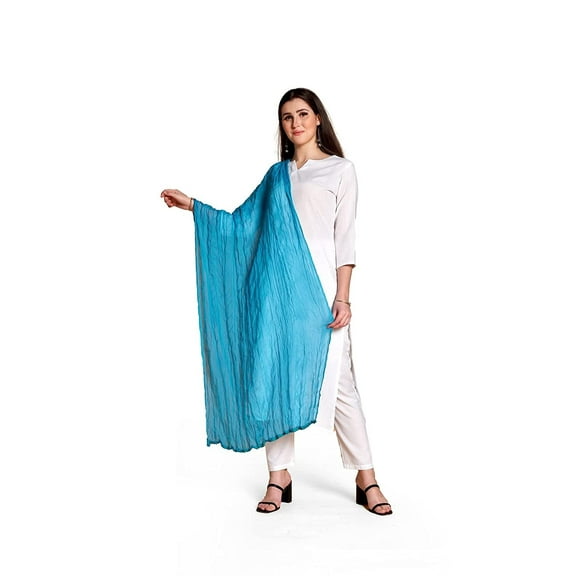 Stylesindia Cotton Solid Colors Women Dupatta Scarves Shawl (Sky Blue)