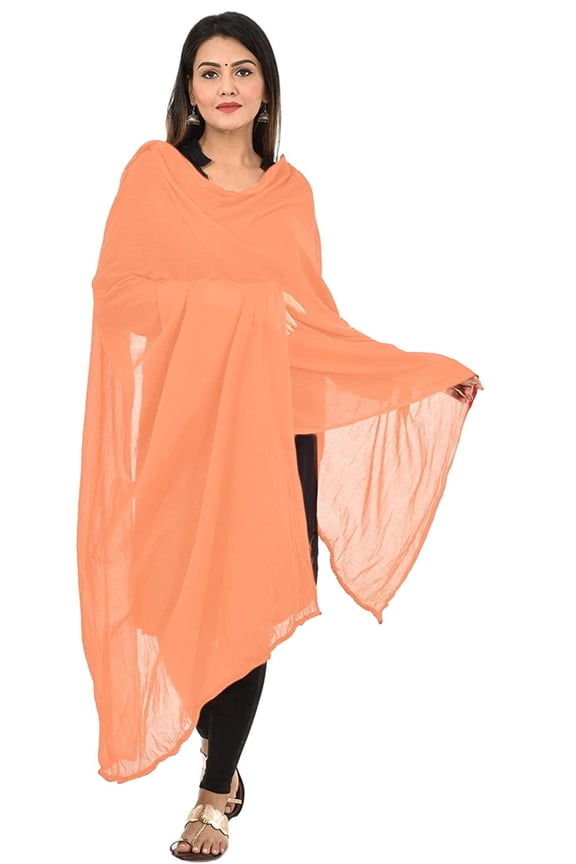 Cotton Solid Colors Women Dupatta scarves Shawl (Peach)