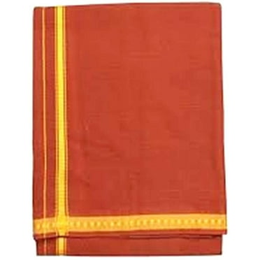 Stylesindia Fancy Border Colored Single Layer Dhoti Mundu Vesti 2.0mts (Brown)