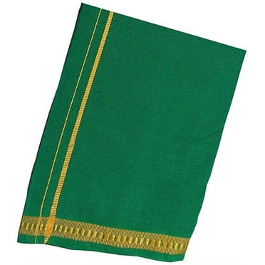 Stylesindia Fancy Border Colored Single Layer Dhoti Mundu Vesti 2.0mts (Green)