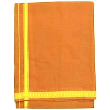 Stylesindia Fancy Border Colored Single Layer Dhoti Mundu Vesti 2.0mts (Khavi)